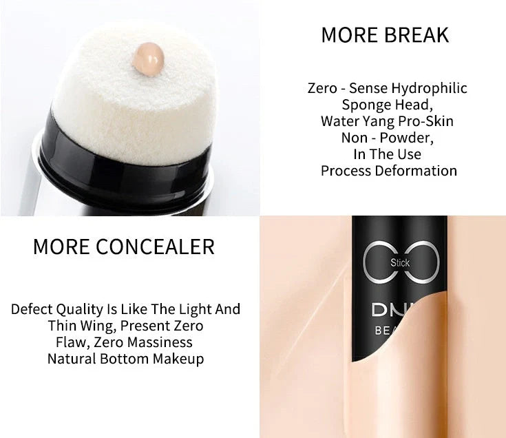 CC rod concealer cushion compact with adjustable silicone applicator tip and refill