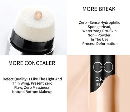 CC rod concealer cushion compact with adjustable silicone applicator tip and refill