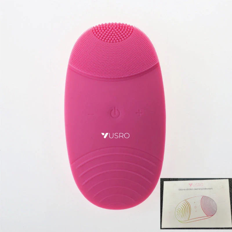 Rose red electric cleansing instrument with ultrasound function for deep skin cleansing