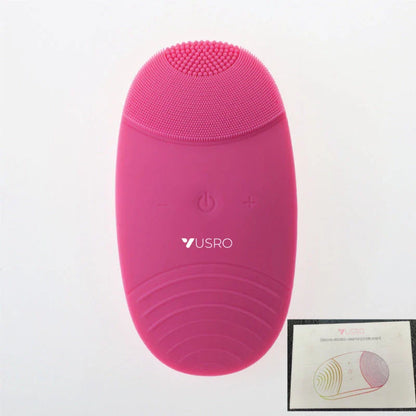 Rose red electric cleansing instrument with ultrasound function for deep skin cleansing