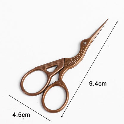Stainless steel retro scissors in crane shape for precise cutting, available in multiple colours