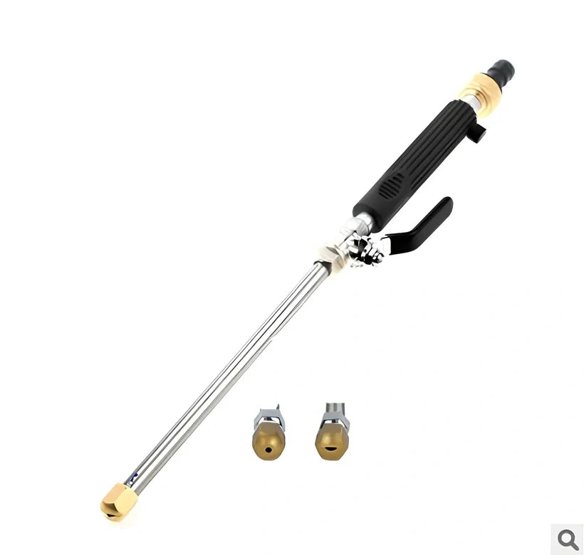 Adjustable copper high-pressure car wash water gun, 46.5cm black model with 5cm grip and nozzle