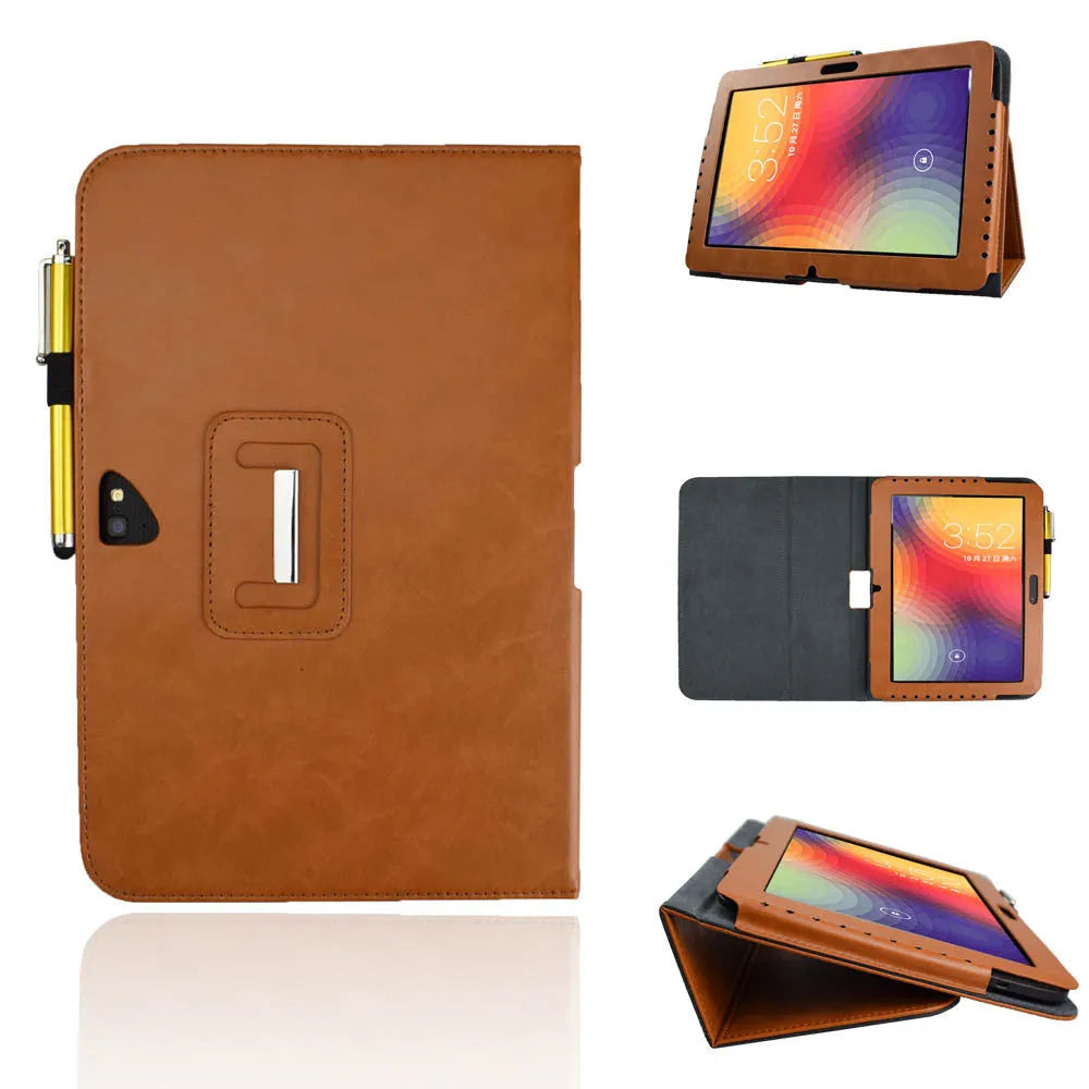 Black imitation leather PU protective back cover case with metal clip for Google Pixel Tablet 10