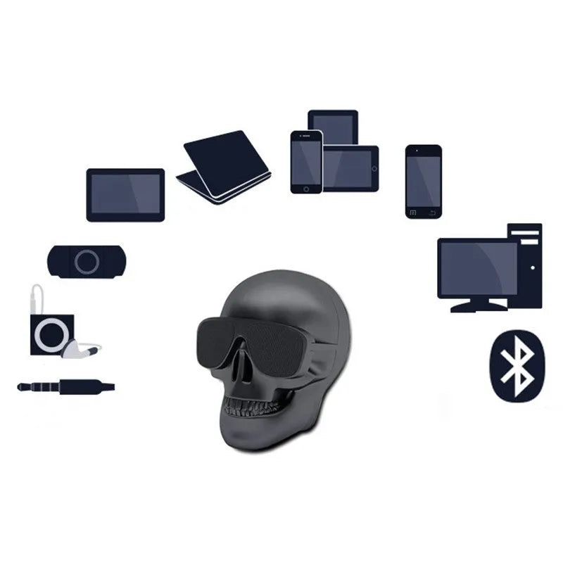 Limited edition skull-shaped wireless Bluetooth speaker in various colours with portable design