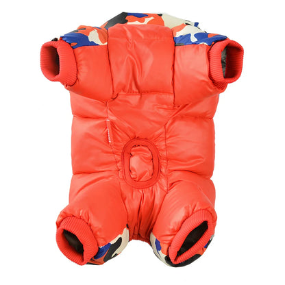 Brown coffee winter cotton jacket on small dog, waterproof thicker coat for puppies in sizes 10-26