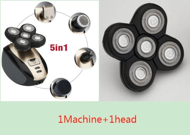 5-in-1 multifunctional electric shaver for men with 5 floating blades, waterproof design