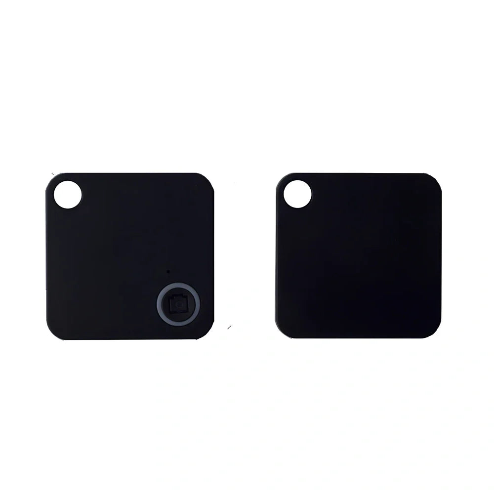 Black ABS anti-lost device 38x38x7mm with 10m Bluetooth range for keys and bags