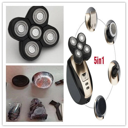 5-in-1 multifunctional electric shaver for men with 5 floating blades, waterproof design