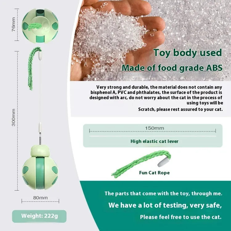 Morandi Green plastic food leakage cat toy on light background