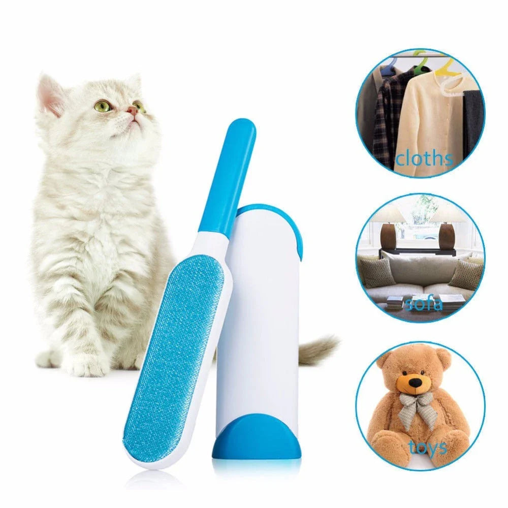 Reusable pet hair remover with self-cleaning base in multiple colours