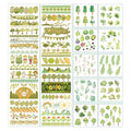 Box of five fruit tape sticker rolls in styles A B C D E with detailed fruit patterns on clear PET