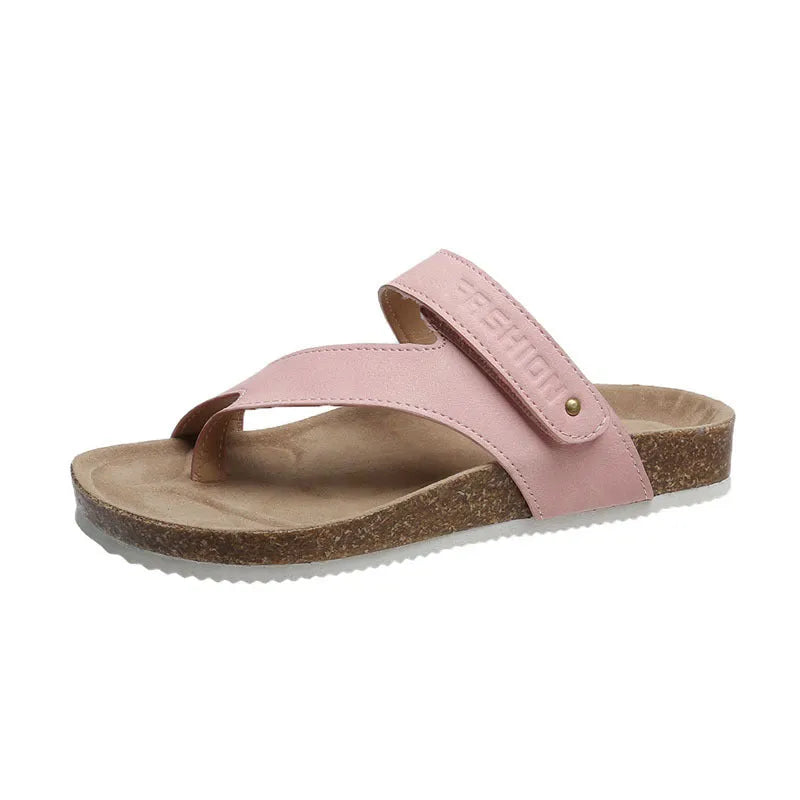 Flat toe ring flip-flops with thick foam sole in blue colour on a white background.