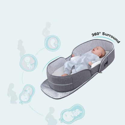 Portable folding crib with uterine bionic design for deep baby sleep