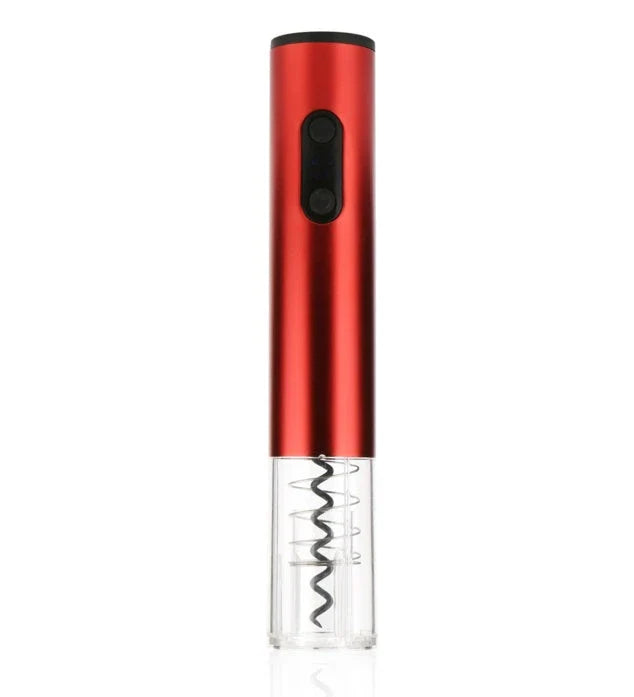 Automatic electric bottle red wine opener with integrated foil cutter in silver