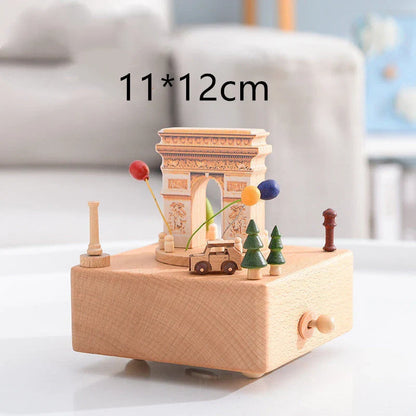 Innovative rotating wooden music box with Yunsheng movement, European-style design