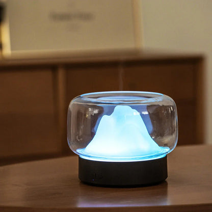 Soothing Ambient Light Aromatherapy Diffuser with Mountain Landscape Display and Warm LED Lighting