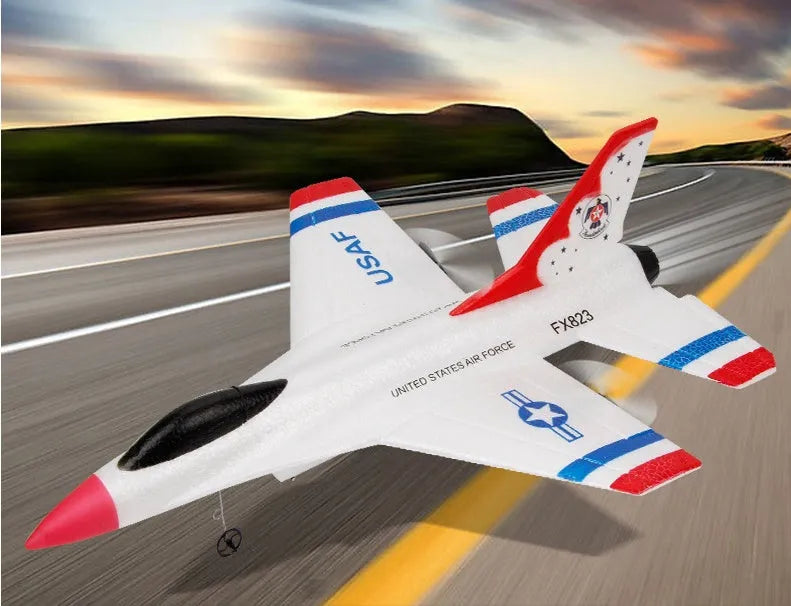 Fixed-wing educational RC plane in blue, 390x280x80mm with 2.4G remote control