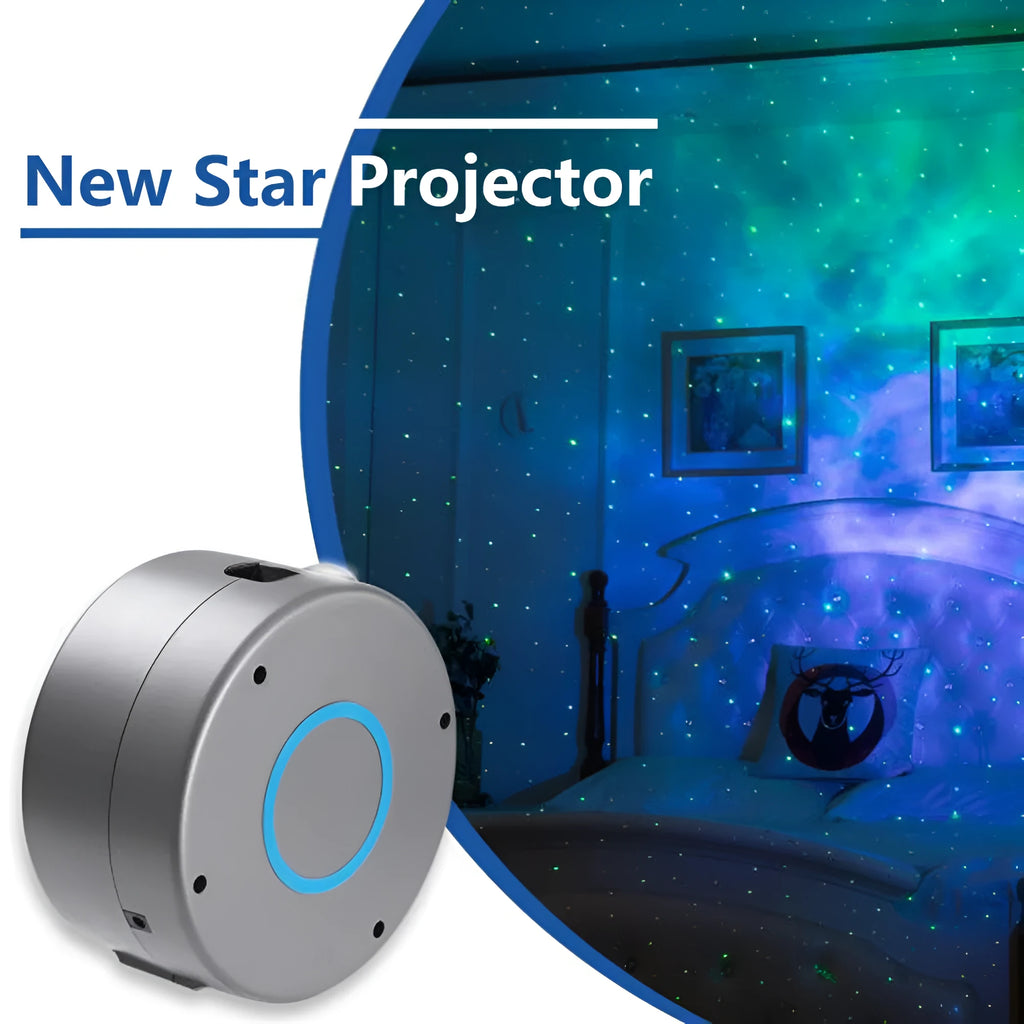 Grey starry sky projection lamp with laser and LED lighting for indoor events