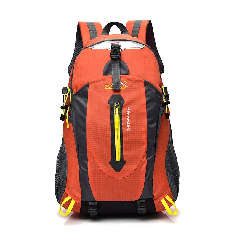 Large 36-55L nylon outdoor mountaineering backpack in green for hiking and camping