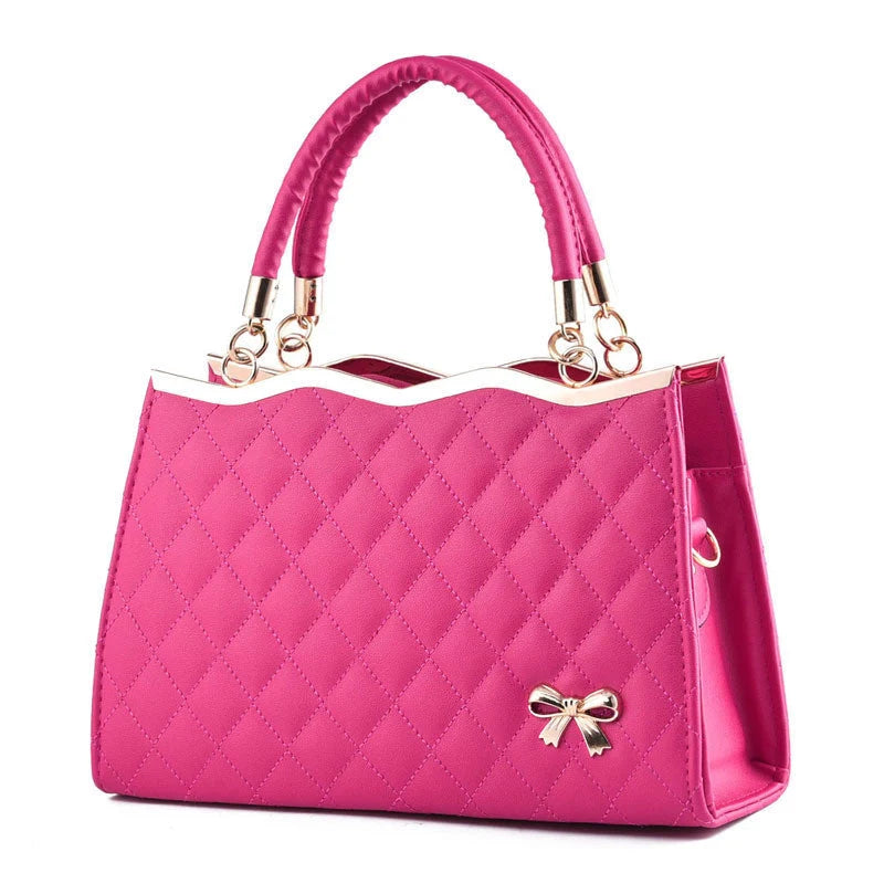 Crossbody shoulder bag with decorative bow in various colors, made from PU leather
