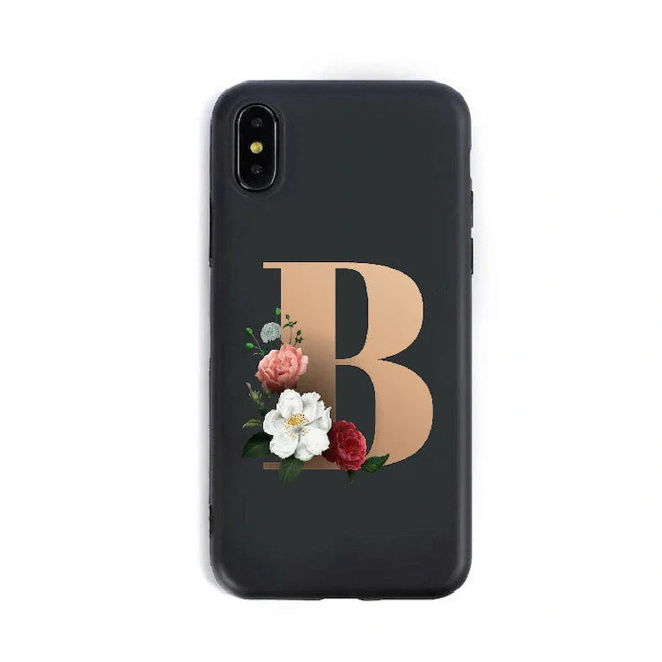 Alphabet silicone phone case showing individual letter design with TPU construction for iPhone protection