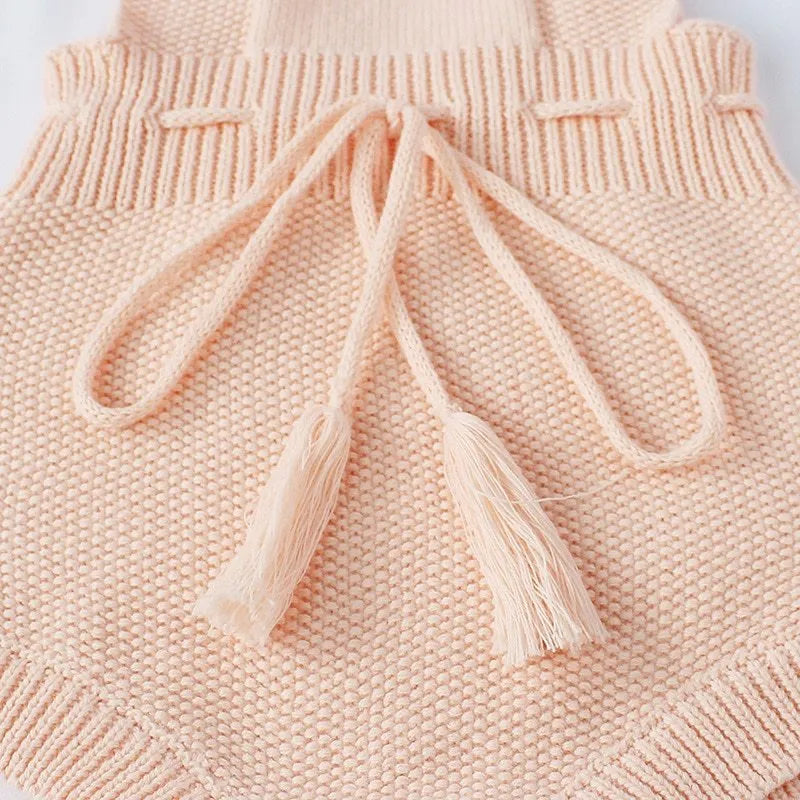 Knitted cotton jumpsuit for babies in khaki, pullover style, triangle climbing design, sizes 66-90cm