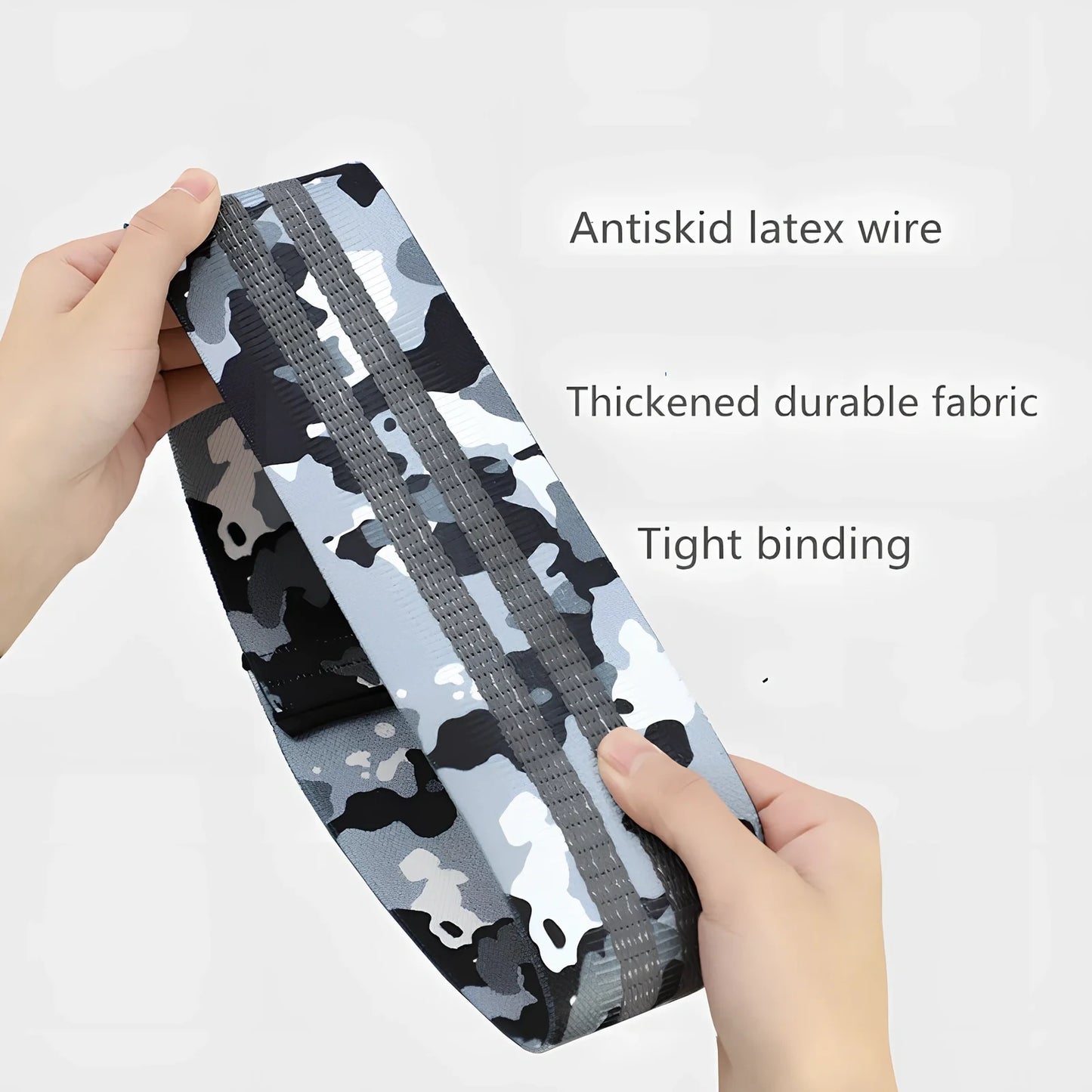 Camouflage anti-slip resistance band in blue, 67-88cm sizes for hip lift yoga training