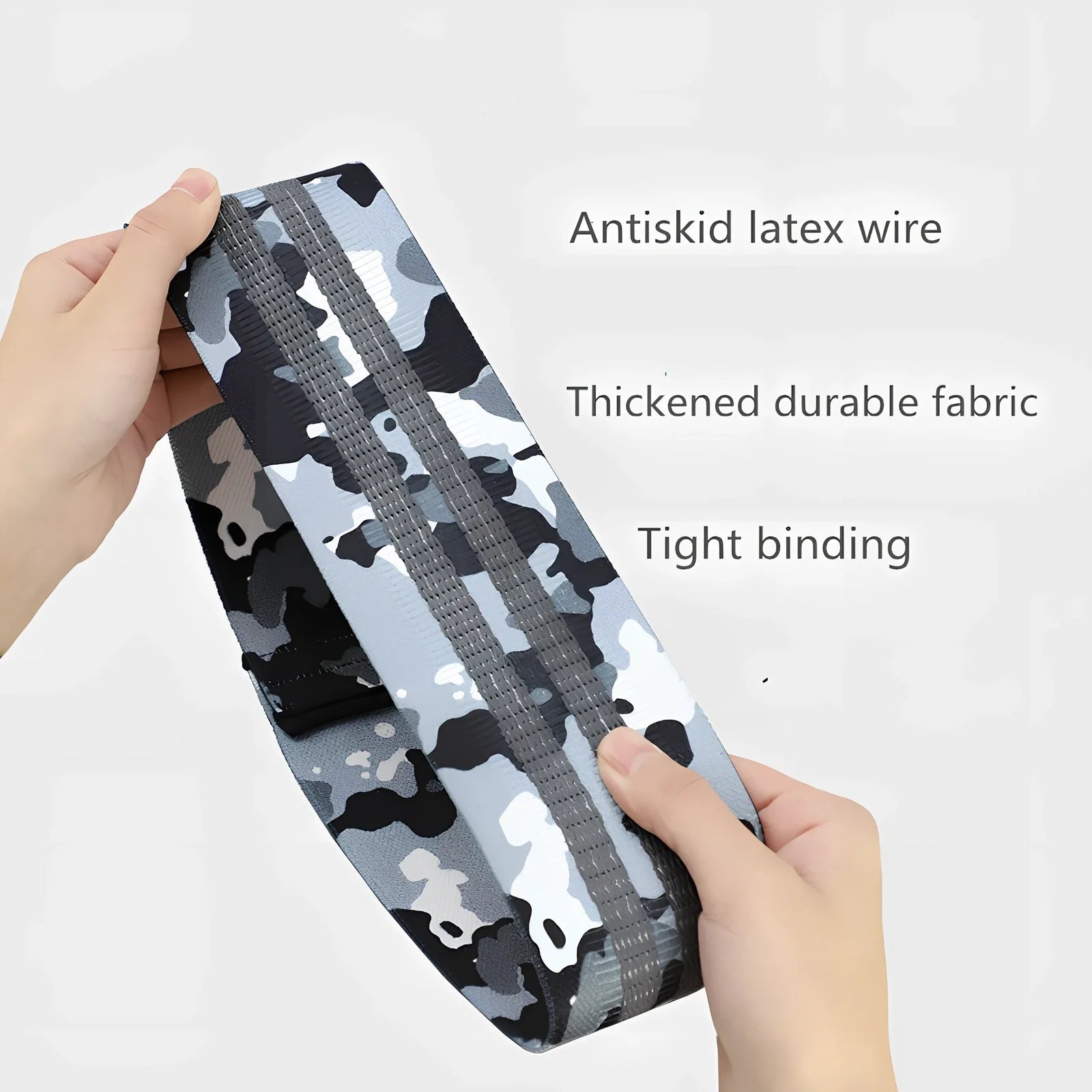 Camouflage anti-slip resistance band in blue, 67-88cm sizes for hip lift yoga training