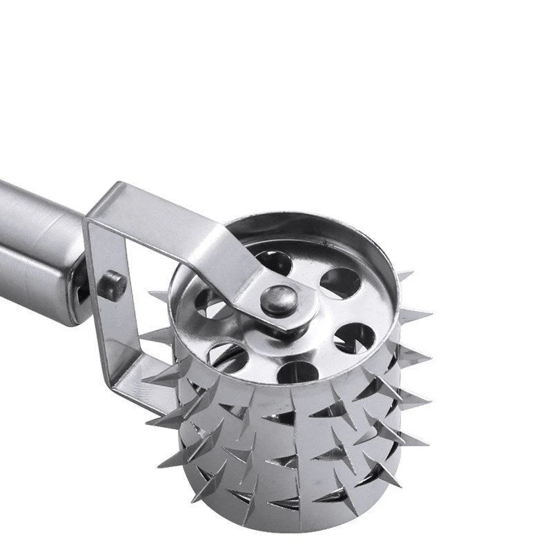 Stainless steel meat hammer with puncture wheel for tenderizing meat