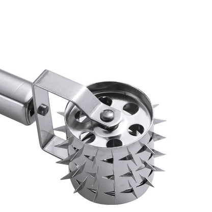 Stainless steel meat hammer with puncture wheel for tenderizing meat