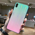 Gradient glass phone case with starry sky pattern fitted to a Huawei smartphone