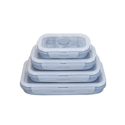 Round silicone lunch box in various colours, microwave-safe and leak-proof