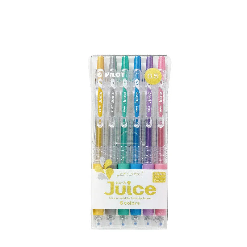 Baiguole 0.5mm gel pen showing metallic gold and silver colour options with standard 143mm length
