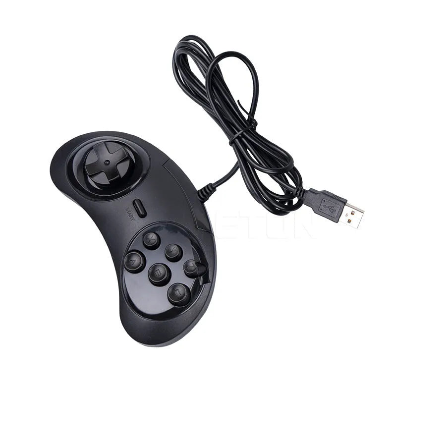 Black Sega USB wired controller for PC gaming with 1.8 metre cable