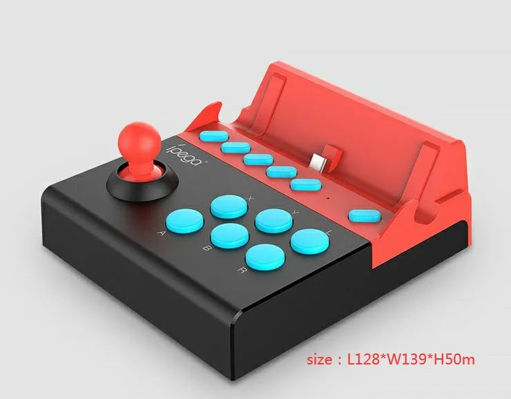 Fighting stick gaming controller for N Switch in black, with joystick and eight action buttons, model PG-9136