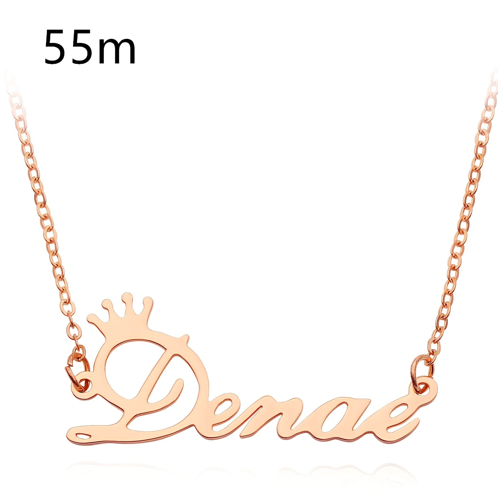 Custom name pendant necklace in titanium steel with 925 silver plating, rose gold chain 45cm length