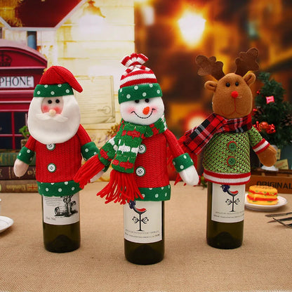 Festive Christmas wine bottle socks in vibrant holiday designs