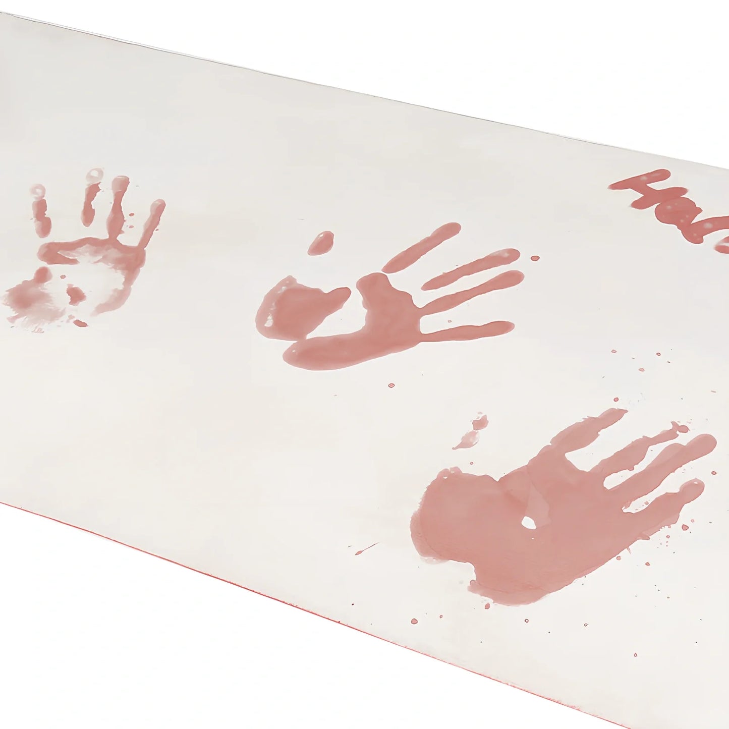 White rectangular PVC bath mat showing colour change effect when wet with moisture detection