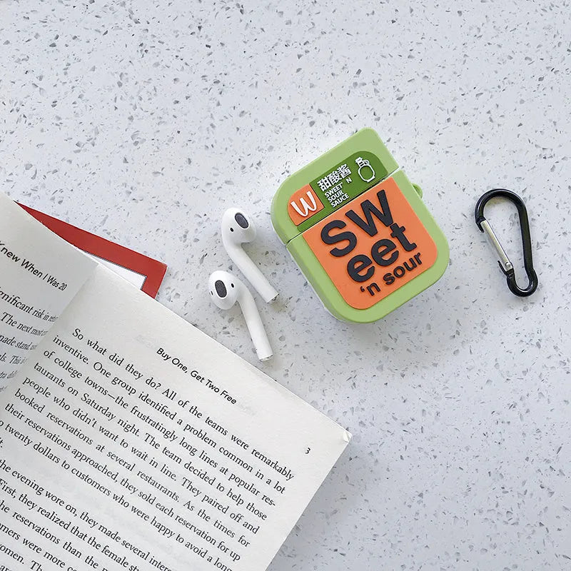 Silicone protective case for AirPods with cartoon animal design in multiple colour options