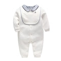 White long sleeve cotton baby gentleman romper for spring and autumn wear