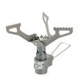 Single-piece portable propane gas camping stove for outdoor use.