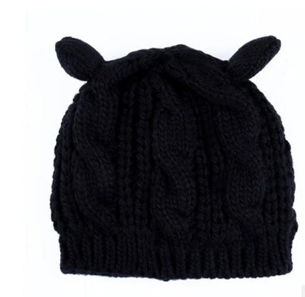 Autumn Winter Cat Ear Knit Beanie in various colors with unique design