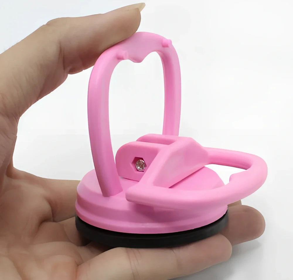 Black car dent repair sucker tool, 5.5x5.5x6.5cm plastic with silicone seal for 10kg pull on panels