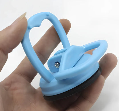 Black car dent repair sucker tool, 5.5x5.5x6.5cm plastic with silicone seal for 10kg pull on panels