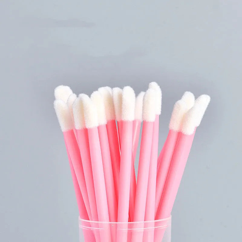 Disposable lip brush stick with flocking head and polypropylene handle in multiple colours