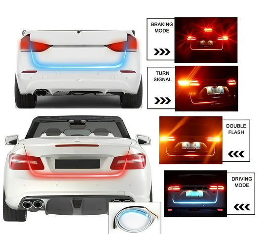 1.2m universal car trunk LED strip in colourful or ice blue, 5W 5050 LEDs for 12V vehicles