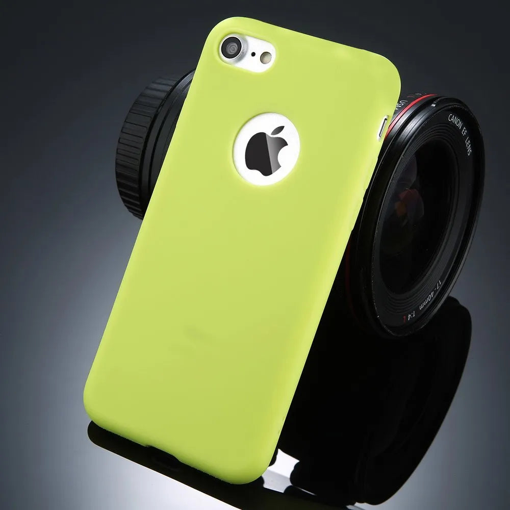 Soft silicon TPU phone case in a candy colour for a compatible Apple iPhone model.