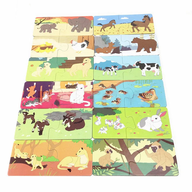 French educational puzzle toy with 24 word-picture pairs on paper plates for children aged 2+ years