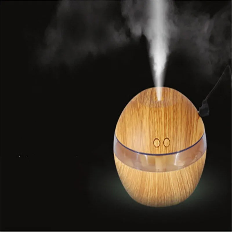 Brown wood grain USB desktop humidifier with 200ml transparent water tank
