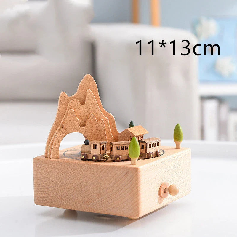 Innovative rotating wooden music box with Yunsheng movement, European-style design